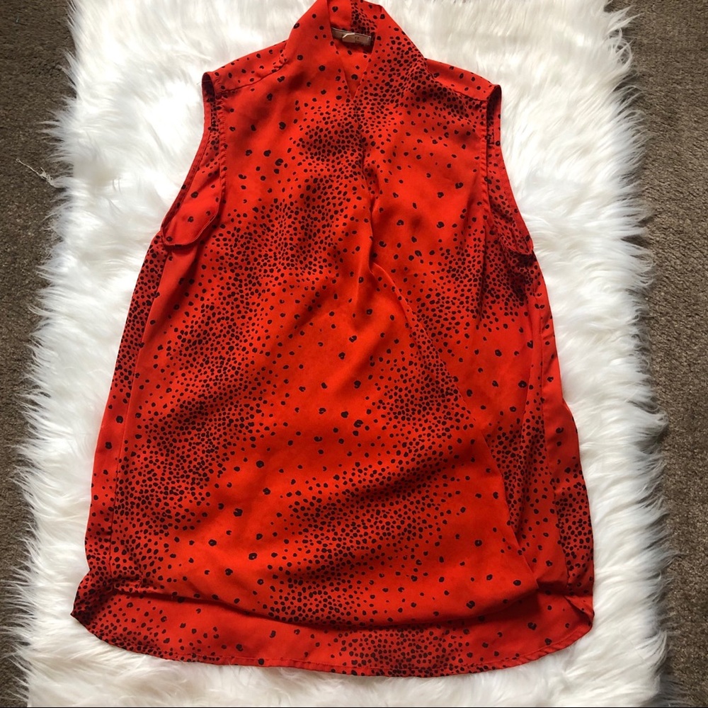 Pleione Red Animal Print High Low Top